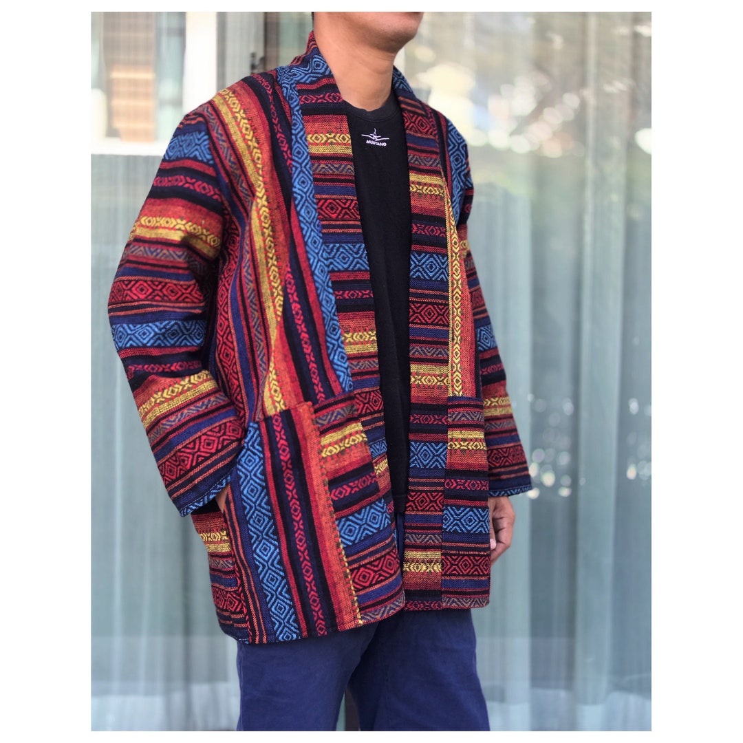 Mens Tribal Woven Kimono Festival Clothing Hippie Kimono - Etsy