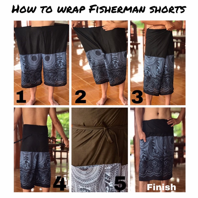Fisherman pants Mens Hippie Shorts Thai Fisherman shorts Festival Shorts Mens Bohemian Shorts Mens Festival Shorts Boho clothing