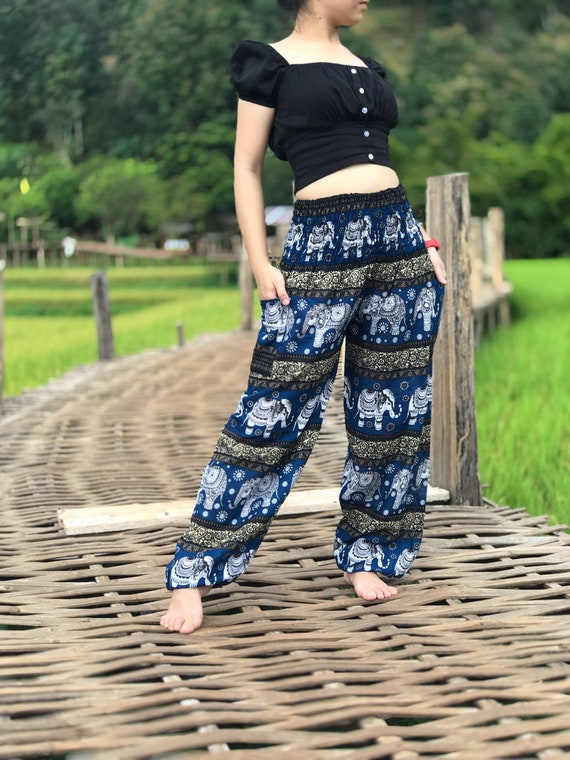 Elephant Boho Hippie Harem Pants Women Thai Rayon Hippie | Etsy