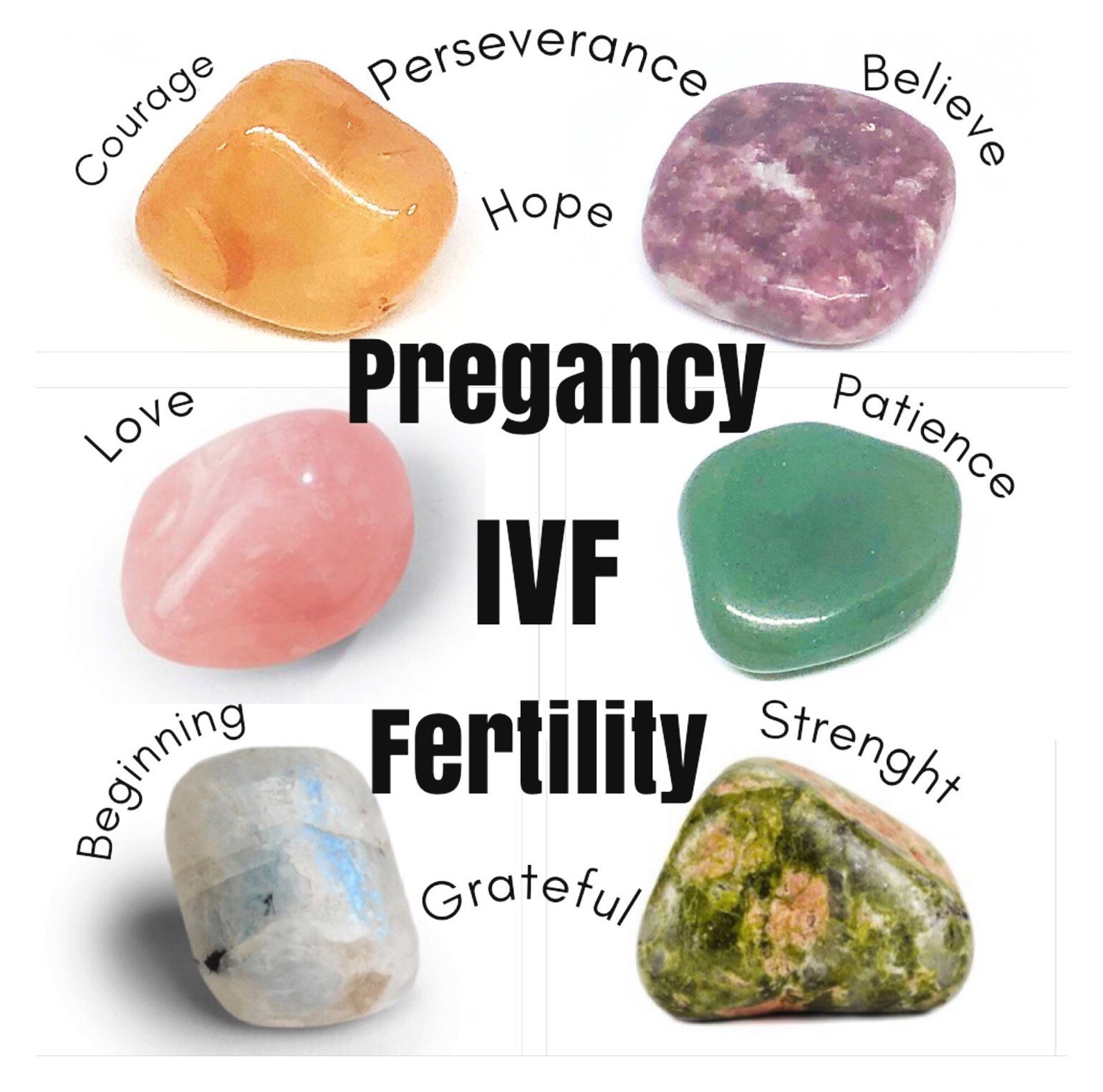 Pregnancy Fertility IVF Gemstone Set Motherhood Tumbled Etsy