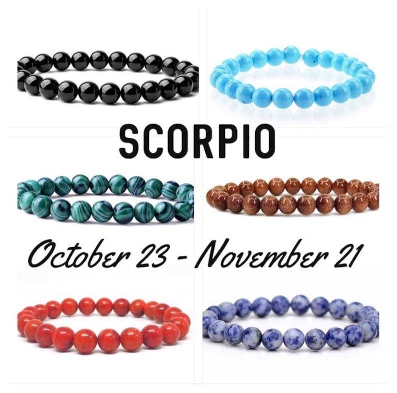 Scorpio Zodiac Birthstone Bracelet. Obsidian Turquoise Etsy