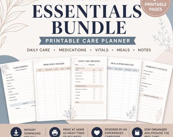Caregiver Planner Printable | Elderly Care Binder | Daily Medication & Vitals Tracker