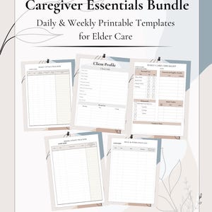 Caregiver Essentials Printable Bundle | Daily Care Checklist, Vitals Log, Medication Tracker, Meal Tracker, PDF Caregiver Forms