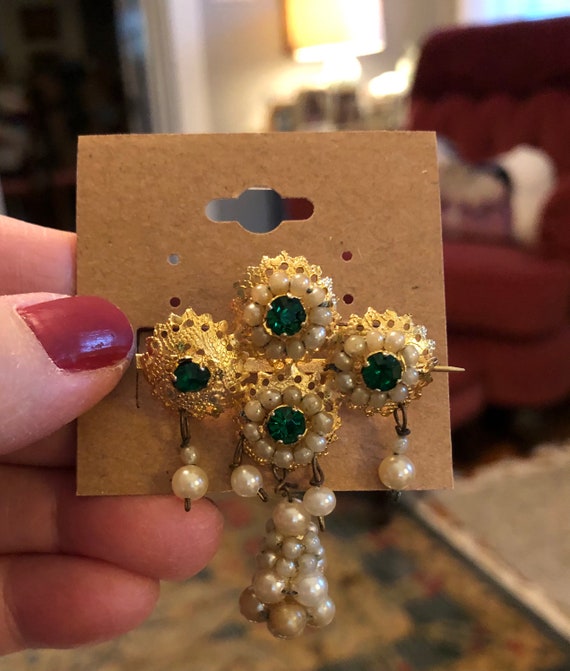 Pearl and Rhinestone Brooch