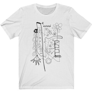Unisex T-shirt for Men Women Graphic tees white Unique handmade design t-shirts Abstract art shirt Graphic Tee Abstract drawing
