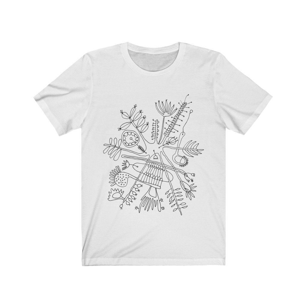 Unisex T-shirt for Men Women Graphic tees white Unique handmade design t-shirts Abstract art shirt Graphic Tee Abstract drawing