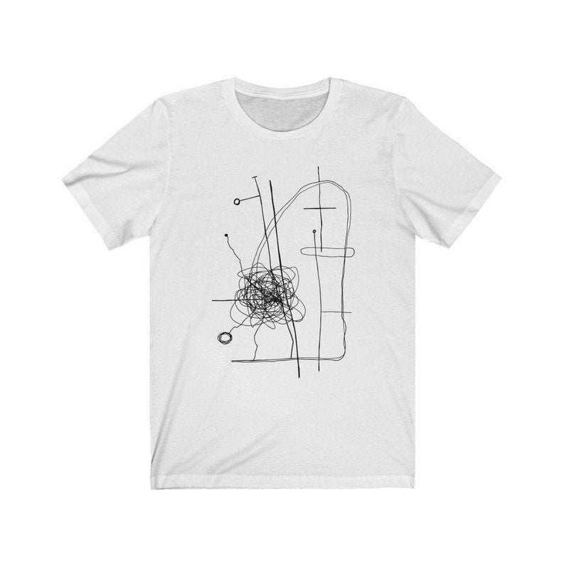 Unisex T-shirt for Men Women Graphic tees white Unique handmade design t-shirts Abstract art shirt Graphic Tee Abstract drawing