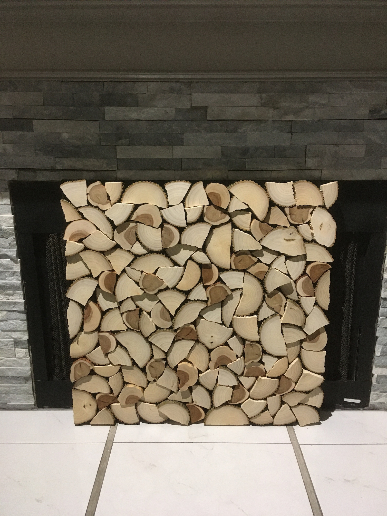 Fireplace Cover Screen Insert Split Wood Etsy