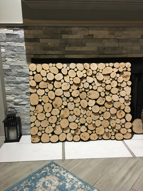 Fireplace Cover Screen Insert Light Wood Version - Etsy