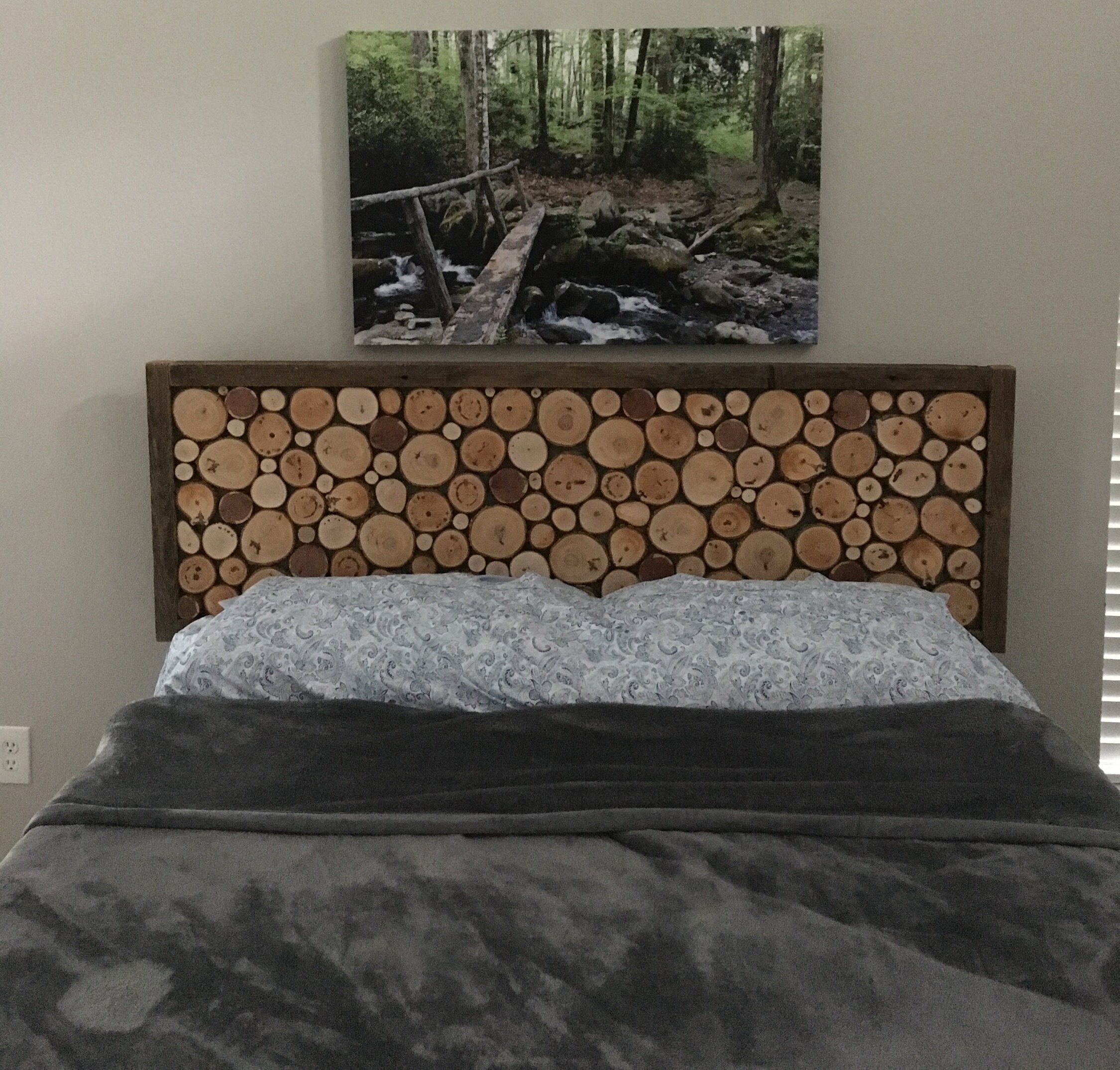Headboard Wood Slices Large Framed Art