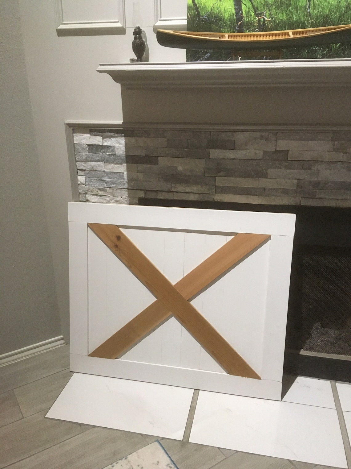 Fireplace Cover Screen Insert Modern Farmhouse Barn Door Etsy