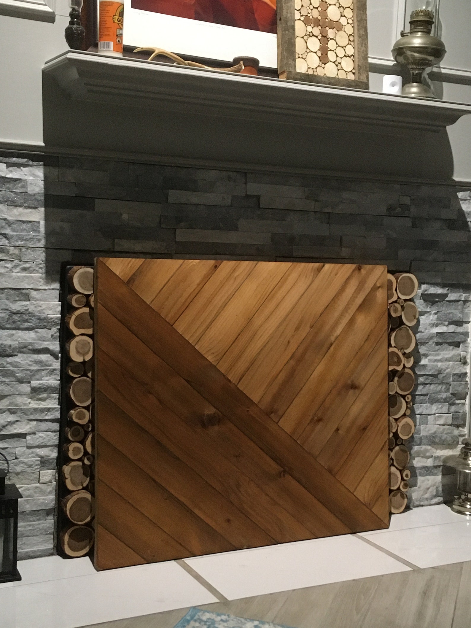 Fireplace Cover Screen Insert Barn Door Look Perpendicular Etsy