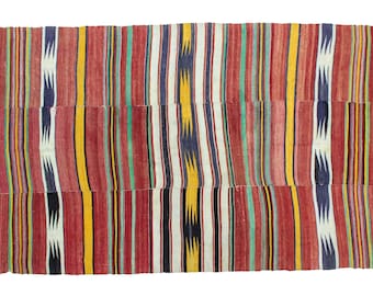 Creative Studio Rug 5x9 – Colorful Vintage Turkish Kilim Three Panel Flatweave