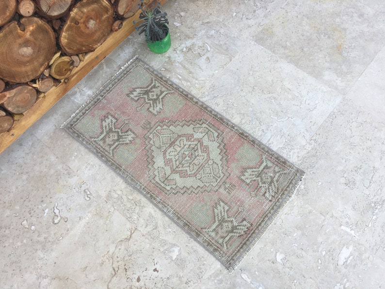 1/'5x2/'10 Small Turkish Rug,Vintage Oushak Faded Area Rug,Antique Turkish Carpet,Entry Rug,Home Floor Mat Rug,Oushak Mat Rug,Bathroom Rug