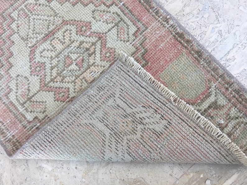 1/'5x2/'10 Small Turkish Rug,Vintage Oushak Faded Area Rug,Antique Turkish Carpet,Entry Rug,Home Floor Mat Rug,Oushak Mat Rug,Bathroom Rug