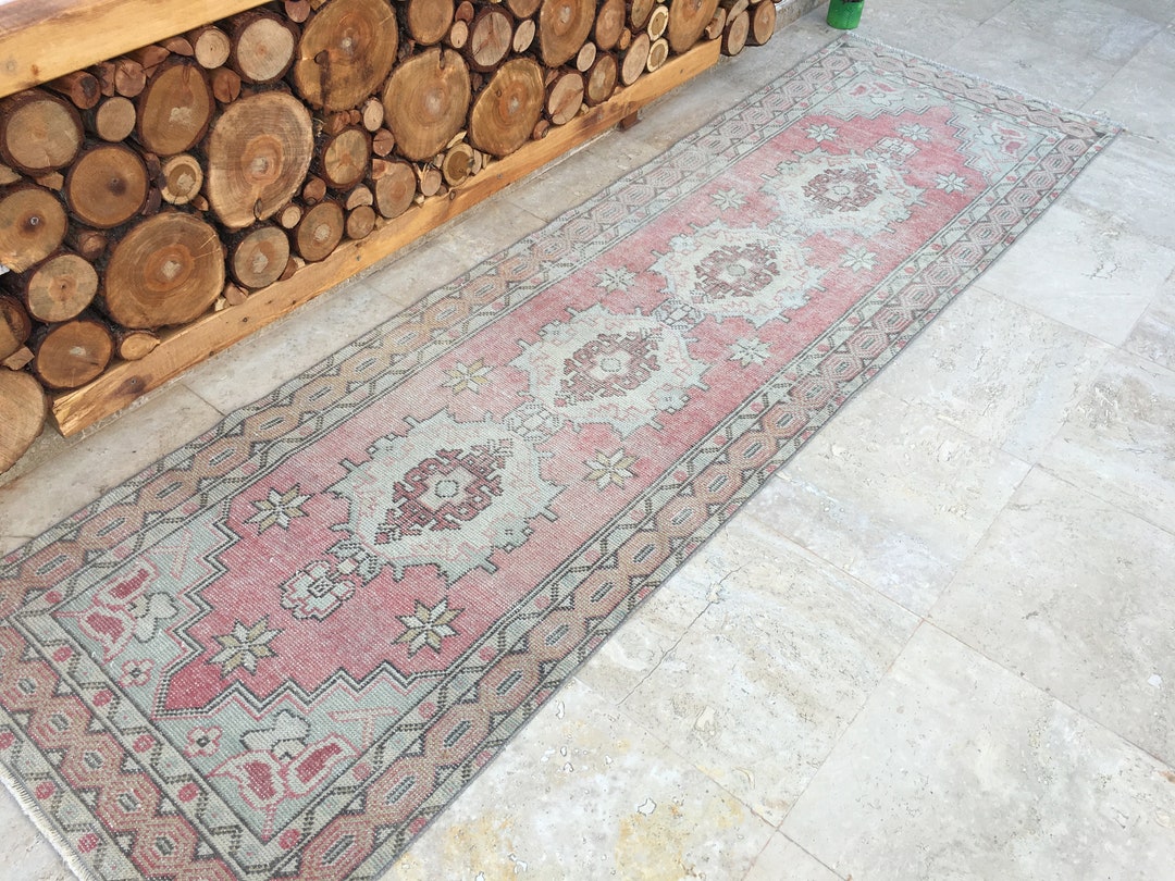 Vintage Rug Runner, Distressed Runner 210x99, Oushak Rug Runner