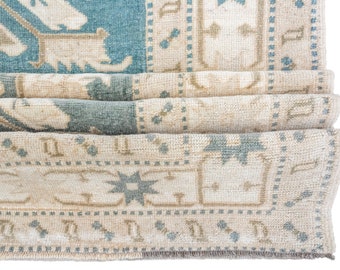 Vintage Style Rare Gift for Home, Handmade 4.7x6.9 ft Turkish Oushak Rug, Turquoise Area Carpet, Moving Housewarming Gift, Rustic Room Decor