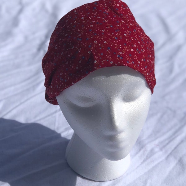 Red Extra Wide Cotton Headband, Bandanna Style Head Band, BOHO headband