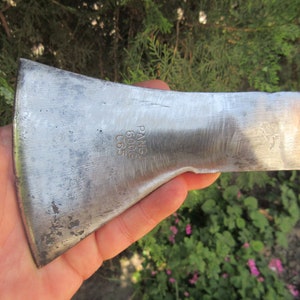 Vtg Rare German Quality Steel C65 "PANGU" 1,32 lbs /0,600 Kg Hand Forged Wrought Tomahawk Splitting Felling Axe Hatchet Woodsman Hand Tool