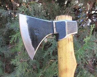 Handmade Forged Steel Viking Bearded Axe: Camping Bushcraft Hatchet