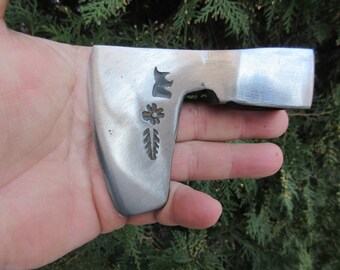 Cabeza de hacha vikinga con barba de acero forjado hecha a mano: hacha arrojadiza, herramienta de bushcraft