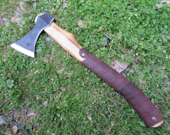 Handmade Forged Steel Viking Bearded Axe: Camping Bushcraft Hatchet