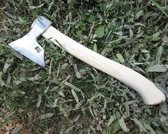 Handmade Forged Steel Viking Bearded Axe: Camping Bushcraft Hatchet