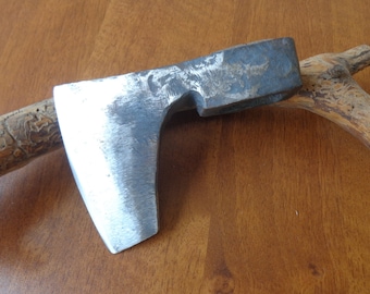 Cabeza de hacha vikinga con barba de acero forjado hecha a mano: hacha arrojadiza, herramienta de bushcraft