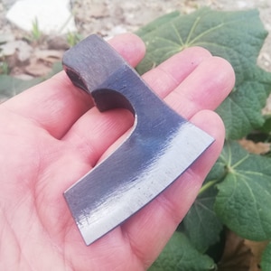 Handmade Forged Steel Viking Axe Head: Mini Bearded Hatchet