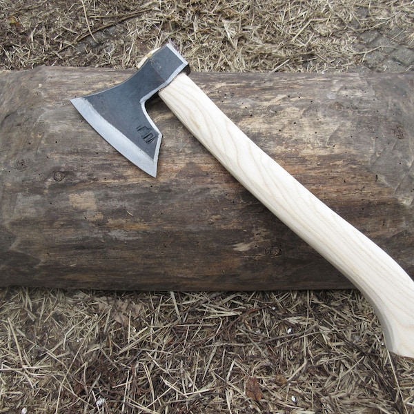 Forjado hecho a mano 0,75 libras / 0,340 kg Acero estilo vikingo Barbudo Blanco Hacha lanza hacha / Camping / Senderismo / Bushcraft / Herramienta de caza