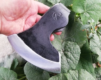 Cabeza de hacha vikinga de acero forjado hecha a mano: herramienta de carpintería bushcraft