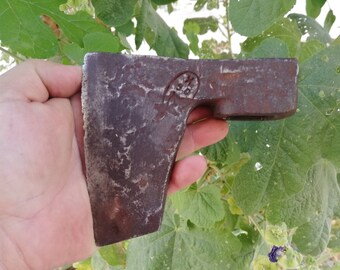 Vintage Hand geschmiedet Stahl Bartaxt Kopf, Hammer & Sichel Markierung