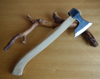 Handmade Forged Steel Viking Bearded Axe: Bushcraft Camping Hatchet