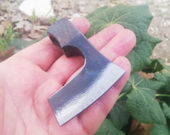Handmade Forged Steel Viking Axe Head: Mini Bearded Hatchet