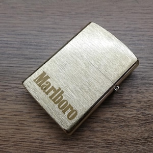 Vtg New Great Rare Germany Promo Advertising Marlboro Logo Double Sided Pocket Cigarette Petrol Lighter Briquet Feuerzeug