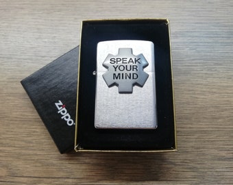 Vintage 2004 Zippo Lighter: Swiss Marlboro Speak Your Mind Promo & Box
