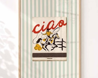 Ciao Print, Southwest Vintage Western Print, Entrance & Hallway Wall Art, Matchbook Cowboy Poster