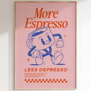 Coffee Corner Print, More Espresso Less Depresso, Kitchen Wall Art Decor, Coffee Cart Print, Coffee Bar Art, Bestselling Printable Wall Art