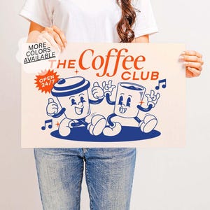 Coffee Club-poster – Retro muurkunst keuken en koffiebar