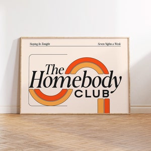 Arte murale orizzontale The Homebody Club Stampa Retro Trendy Arte unica Stampabile Appartamento Mid Century Moderno Soggiorno Sopra il divano Decorazione