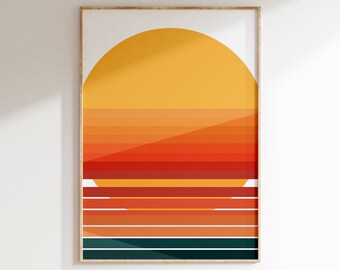 Sztuka ścienna w stylu Mid Century Modern, wydruk artystyczny z lat 70., modna sztuka ścienna, plakat z lat 70., wydruk artystyczny w stylu Mid Century Modern, abstrakcja, retro, modne wydruki ścienne