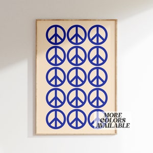Peace Sign Printable Wall Art, Peace Poster, Hippy Wall Art, Retro 70s Art Print, 70s Poster, Trendy Wall Art, Posters Aesthetic, Minimalist