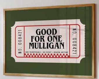 Vintage Golf Art, Good For One Mulligan Wall Art, Retro Golf Club Print, Office Decor