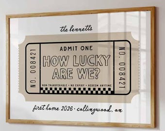 Custom Family Name Wall Art, Custom Date Gift, How Lucky Are We Print, Personalized Quote, Digital Download