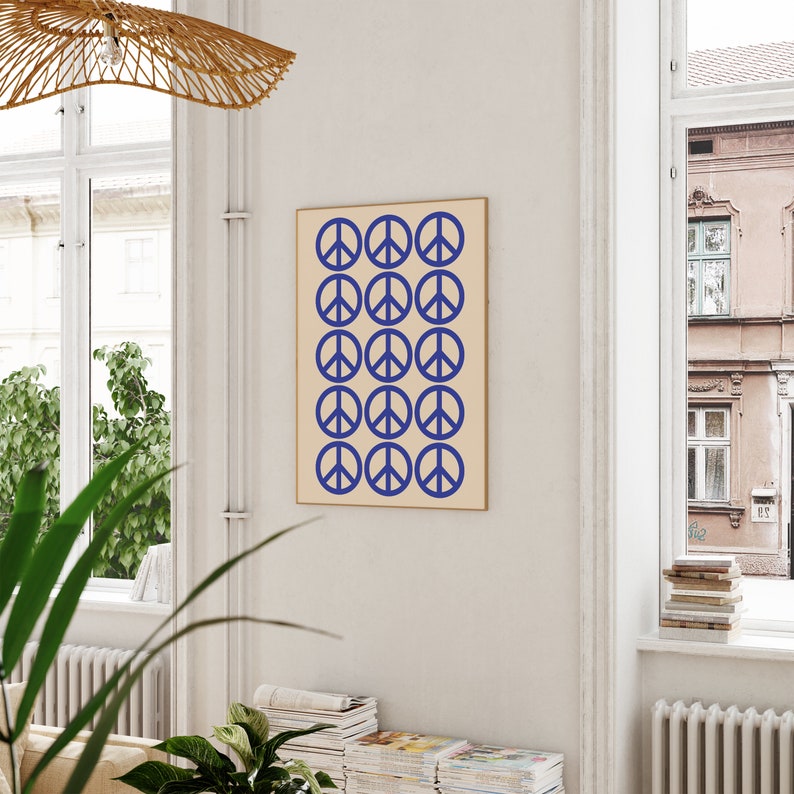 Peace Sign Printable Wall Art, Peace Poster, Hippy Wall Art, Retro 70s Art Print, 70s Poster, Trendy Wall Art, Posters Aesthetic, Minimalist image 3