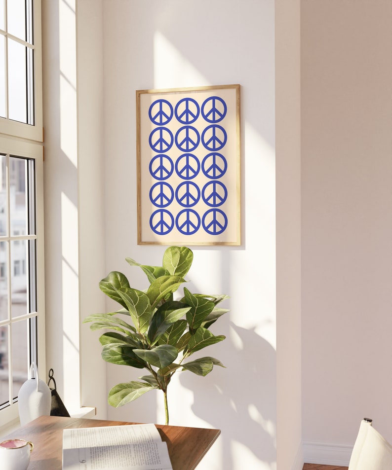 Peace Sign Printable Wall Art, Peace Poster, Hippy Wall Art, Retro 70s Art Print, 70s Poster, Trendy Wall Art, Posters Aesthetic, Minimalist image 5