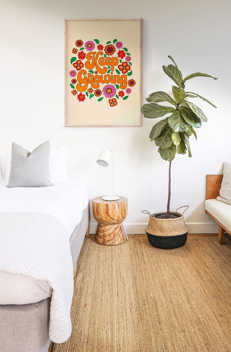 Funky Wall Art Printable Wall Art Retro Flower Print Keep Etsy