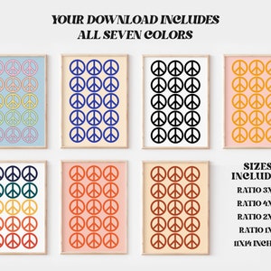 Peace Sign Printable Wall Art, Peace Poster, Hippy Wall Art, Retro 70s Art Print, 70s Poster, Trendy Wall Art, Posters Aesthetic, Minimalist image 2