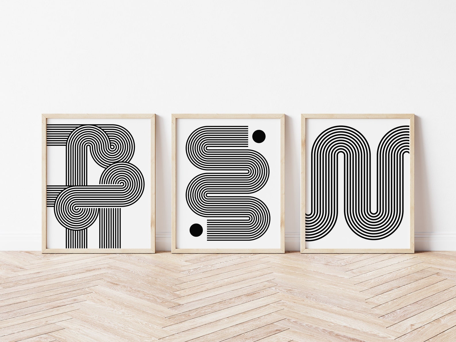 3 Piece Wall Art Midcentury Modern Art Print Set of 3 Etsy