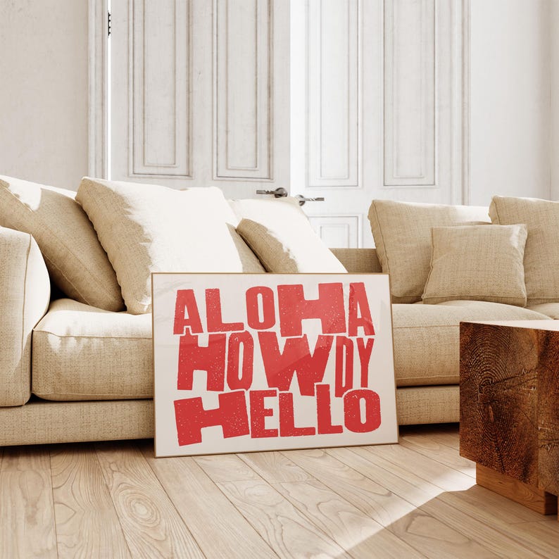 Aloha Howdy Hello Print | Horizontal Wall Art, Howdy and Aloha Print ...